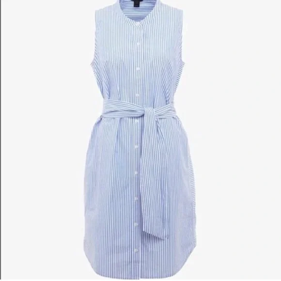 J Crew Sleeveless Blue Striped Dress - Picture 1 of 6